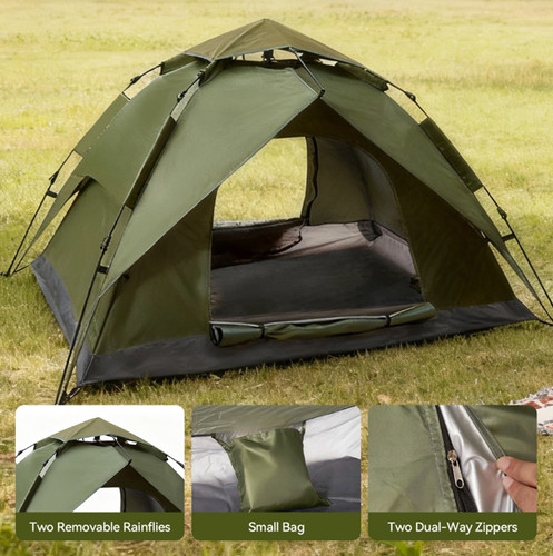 Man pop dome tent - up,